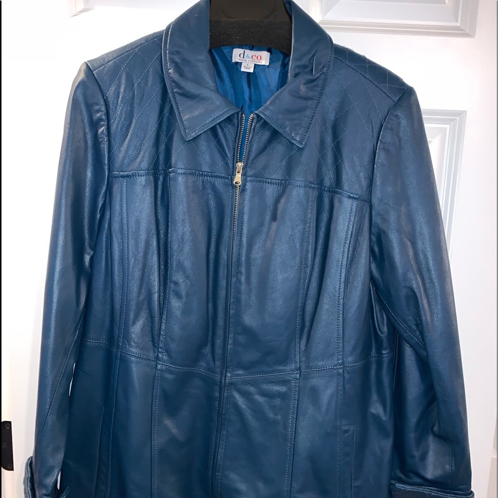 EUC Aqua/Teal Colored Leather Jacket, L